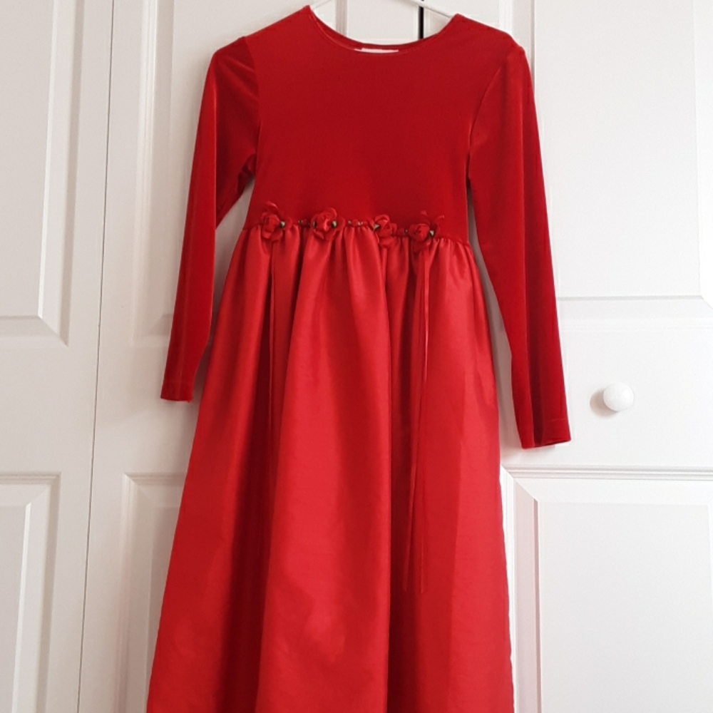 Red flower long dress